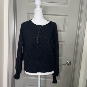 Sezane Black Button-Up Sweater